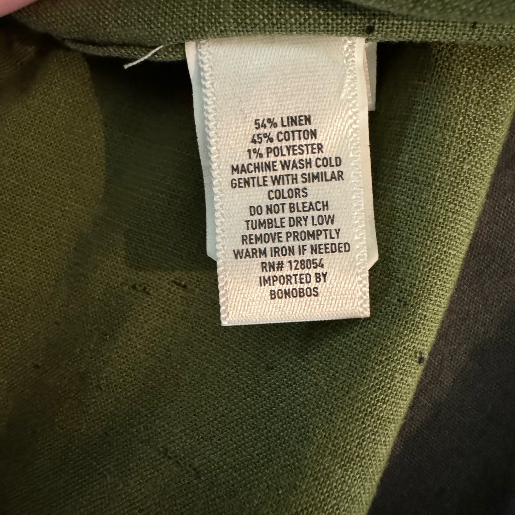 Bonobos Men’s Xl Slim Fit Green Linen Cotton Long Sleeve Button Down Shirt Nwt — image 2 of 4